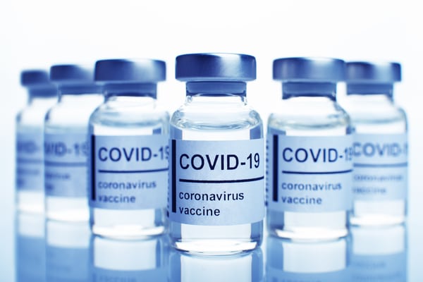 Glass sealed vials with coronavirus vaccine