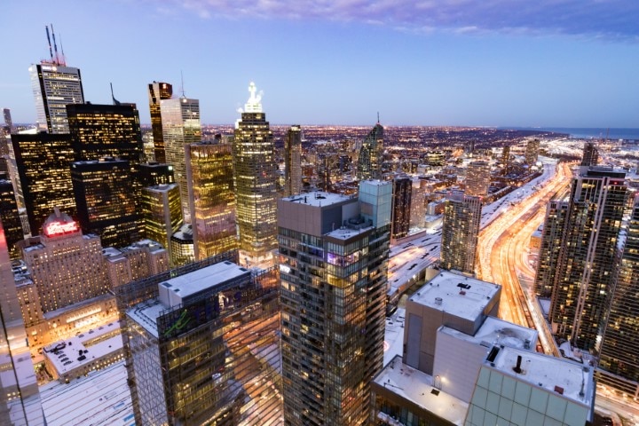 Toronto downtown highriser city view at dawn